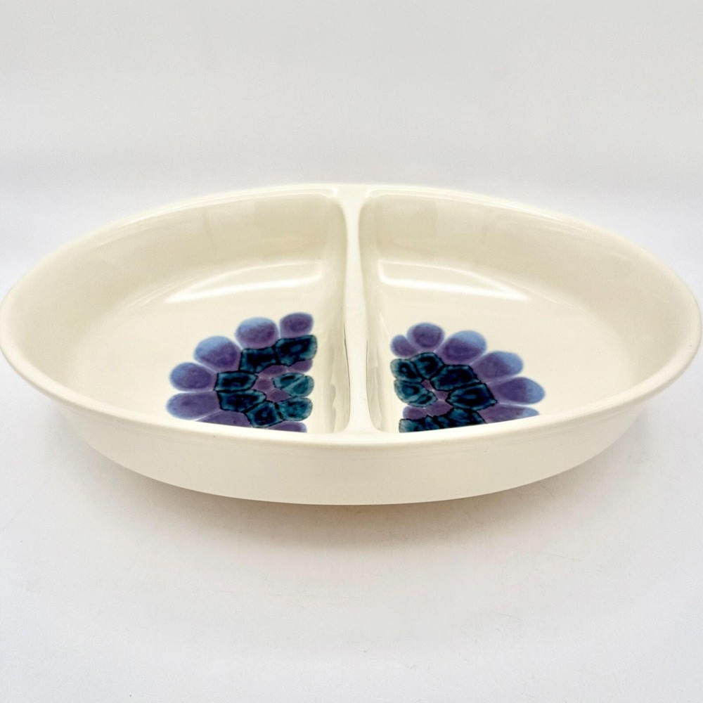Franciscan Interpace Pottery Divided Dish 85-73 ~ Retro Floral USA Mid-Century - Picture 3 of 6